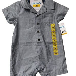 Carter's Navy Striped Infant Romper